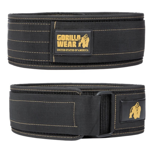 Gorilla Wear 4 Inch Nylon Lifting Belt - Black/Gold - M/L