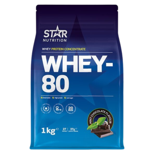 Whey-80 Myseprotein 1kg Mintsjokolade
