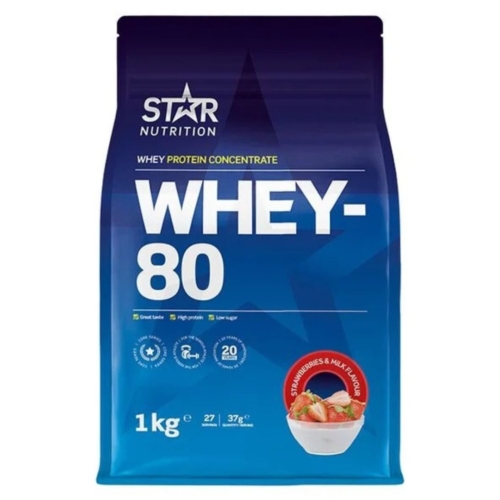 Whey-80 Myseprotein 1kg Strawberries & Milk