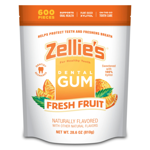 Zellie's Dental Gum, Fresh Fruit, 600 stk/pose, Bulk Bag
