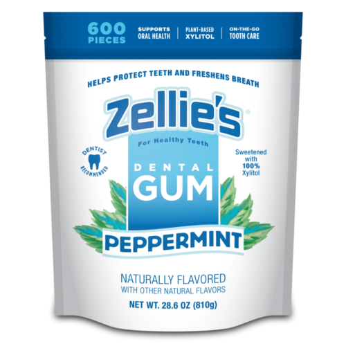 Zellie's Dental Gum, Peppermint, 600 stk/pose Bulk Bag